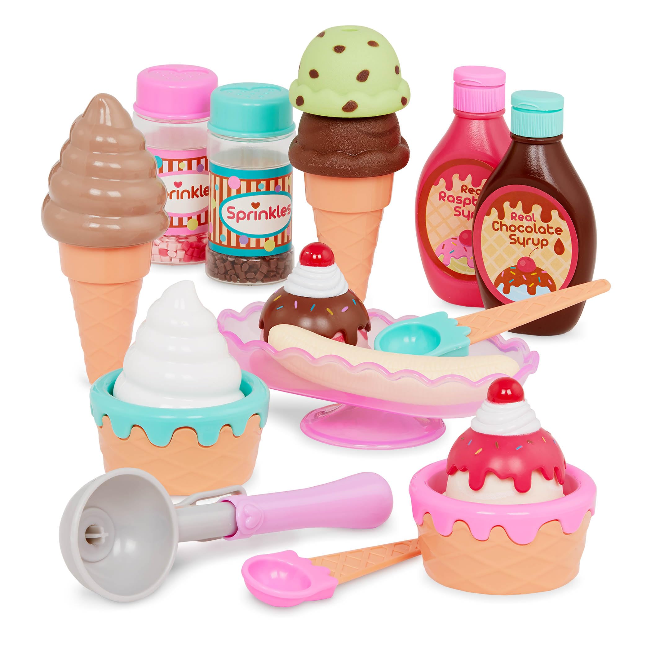 Battat Play Circle Ice Cream Set – 21-Piece Pretend Play Sweet Treats with Working Scoop