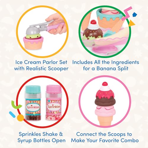 Battat Play Circle Ice Cream Set – 21-Piece Pretend Play Sweet Treats with Working Scoop