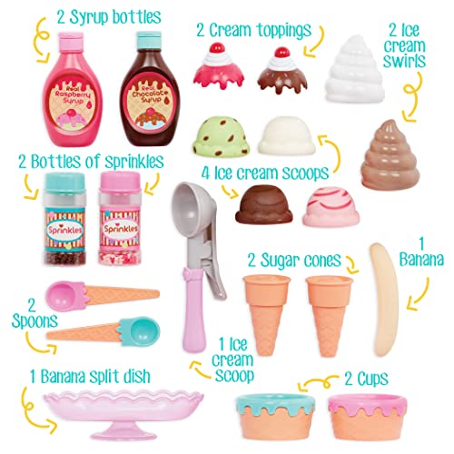 Battat Play Circle Ice Cream Set – 21-Piece Pretend Play Sweet Treats with Working Scoop