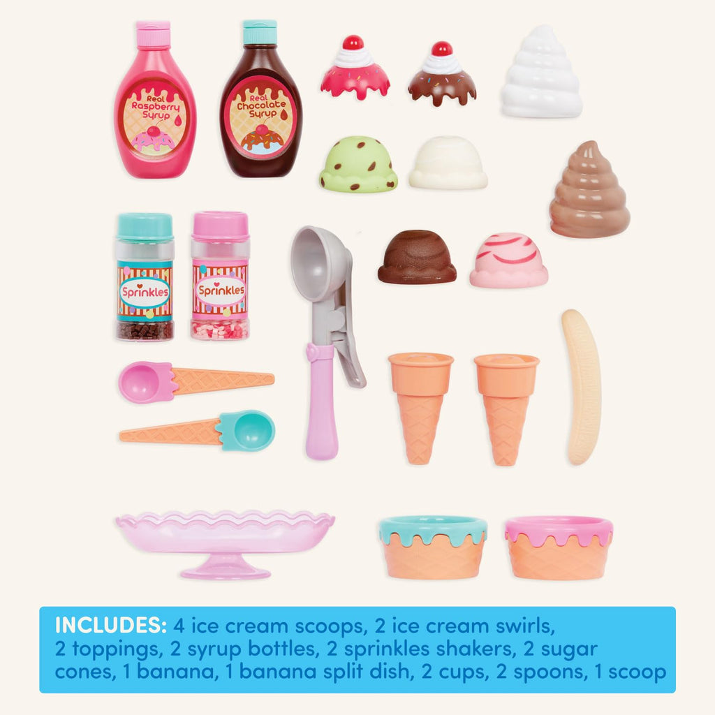 Battat Play Circle Ice Cream Set – 21-Piece Pretend Play Sweet Treats with Working Scoop