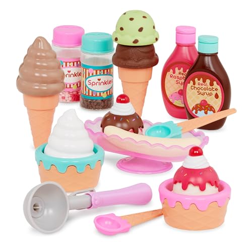 Battat Play Circle Ice Cream Set – 21-Piece Pretend Play Sweet Treats with Working Scoop