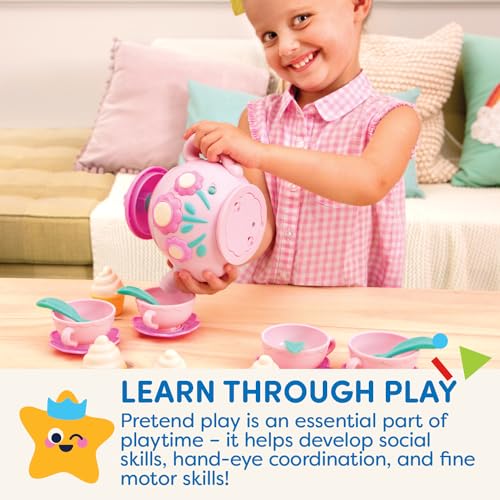 Battat Play Circle Singing Teapot Musical Tea Party Set – 17 Pieces, Ages 3+