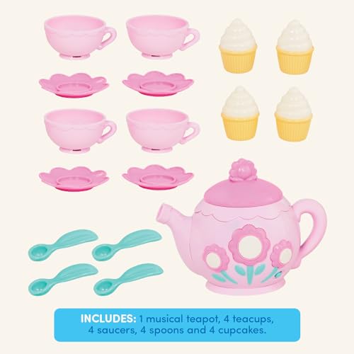 Battat Play Circle Singing Teapot Musical Tea Party Set – 17 Pieces, Ages 3+