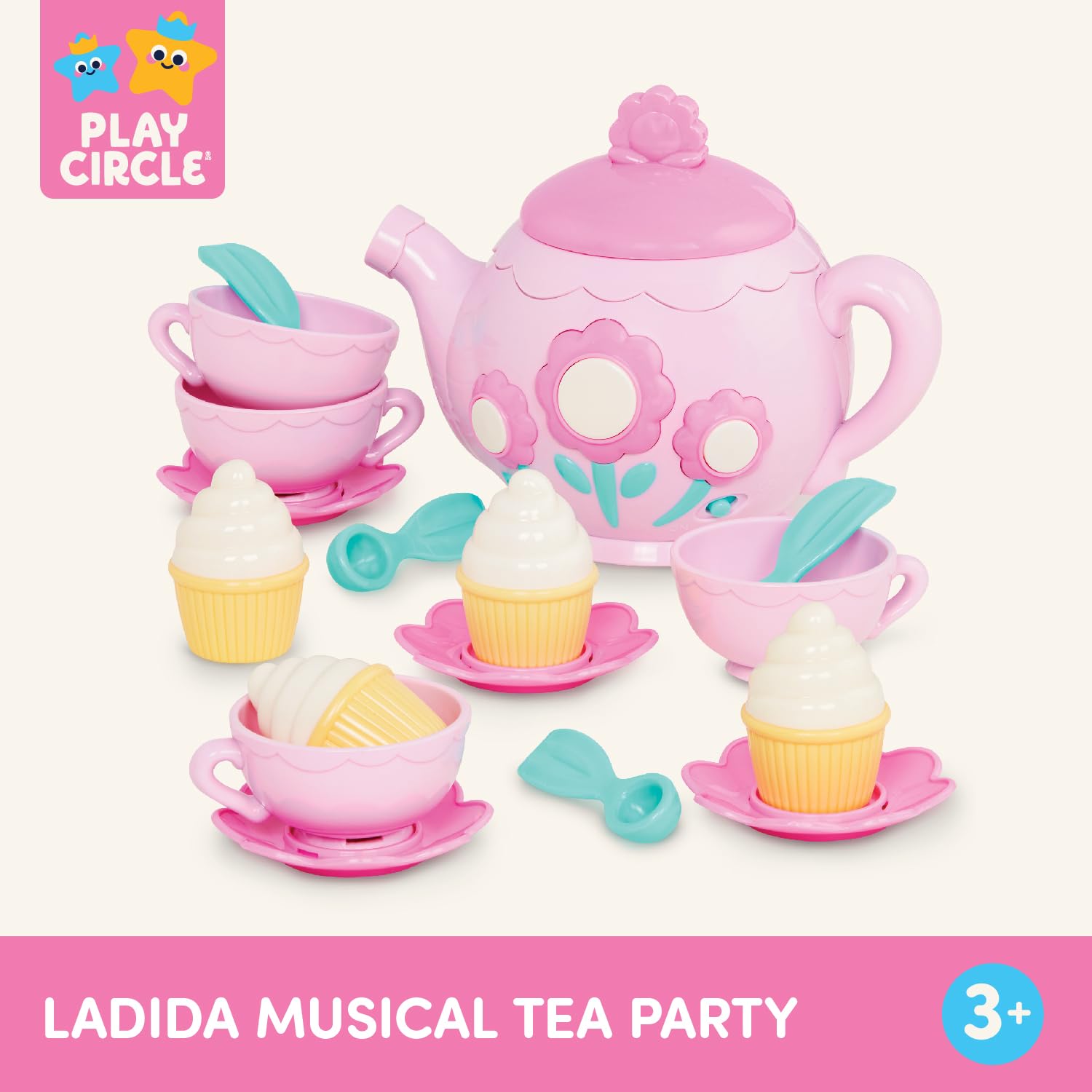 Battat Play Circle Singing Teapot Musical Tea Party Set – 17 Pieces, Ages 3+