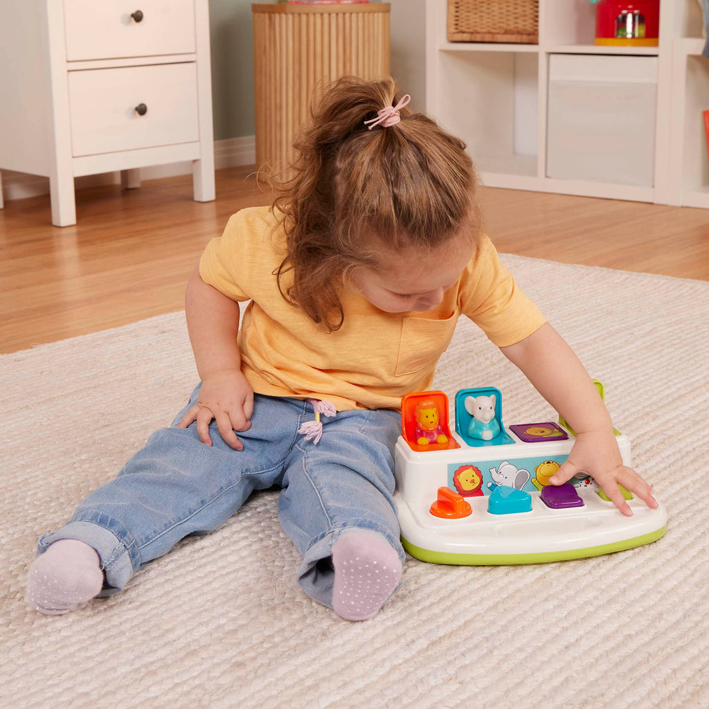 Battat Pop-Up Pals – Cause-and-Effect Toy with Buttons & Colors for Toddlers 18+ Months