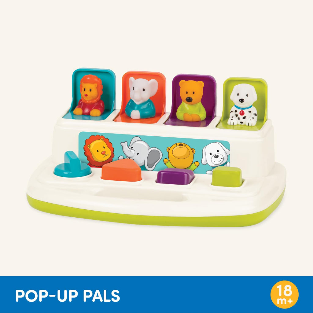 Battat Pop-Up Pals – Cause-and-Effect Toy with Buttons & Colors for Toddlers 18+ Months