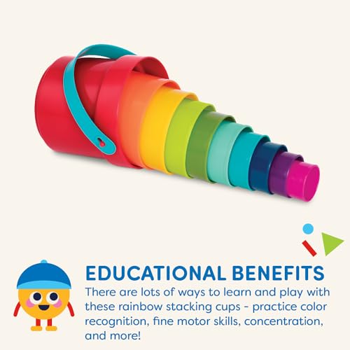 Battat Stack Up Cups – 10-Piece Nesting and Stacking Toy Set – Multicolored Cups for Bath, Beach, and Learning