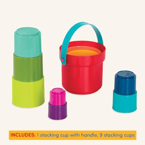 Battat Stack Up Cups – 10-Piece Nesting and Stacking Toy Set – Multicolored Cups for Bath, Beach, and Learning