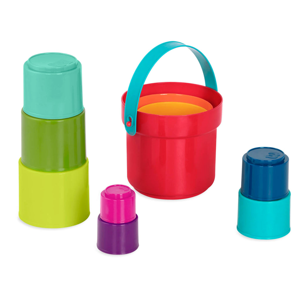 Battat Stack Up Cups – 10-Piece Nesting and Stacking Toy Set – Multicolored Cups for Bath, Beach, and Learning