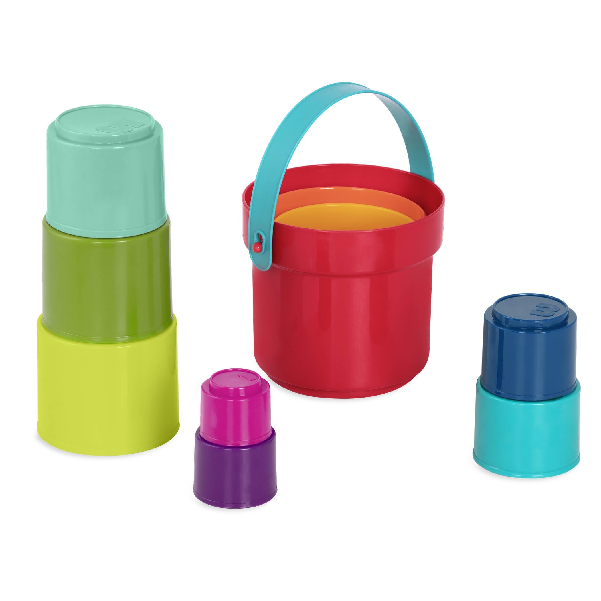 Battat Stack Up Cups – 10-Piece Nesting and Stacking Toy Set – Multicolored Cups for Bath, Beach, and Learning