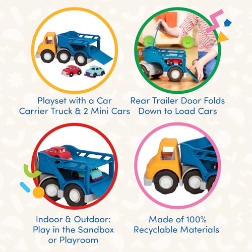 Battat Wonder Wheels Toy Carrier Truck & 2 Cars – Toddler Vehicle Playset