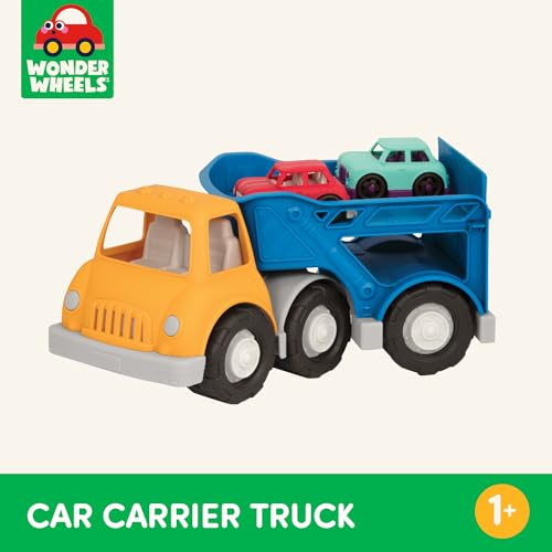 Battat Wonder Wheels Toy Carrier Truck & 2 Cars – Toddler Vehicle Playset