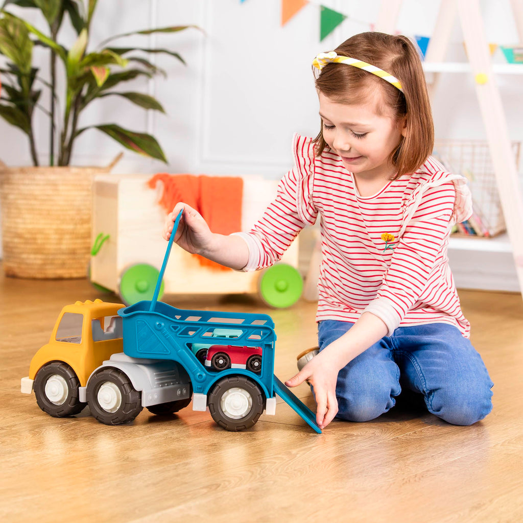 Battat Wonder Wheels Toy Carrier Truck & 2 Cars – Toddler Vehicle Playset
