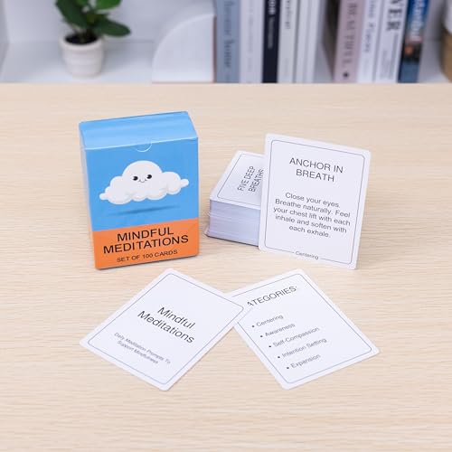 BayWel 100 Mindful Meditations Cards – Guided Prompts for Stress Relief, Focus & Self-Care