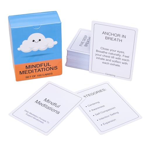 BayWel 100 Mindful Meditations Cards – Guided Prompts for Stress Relief, Focus & Self-Care