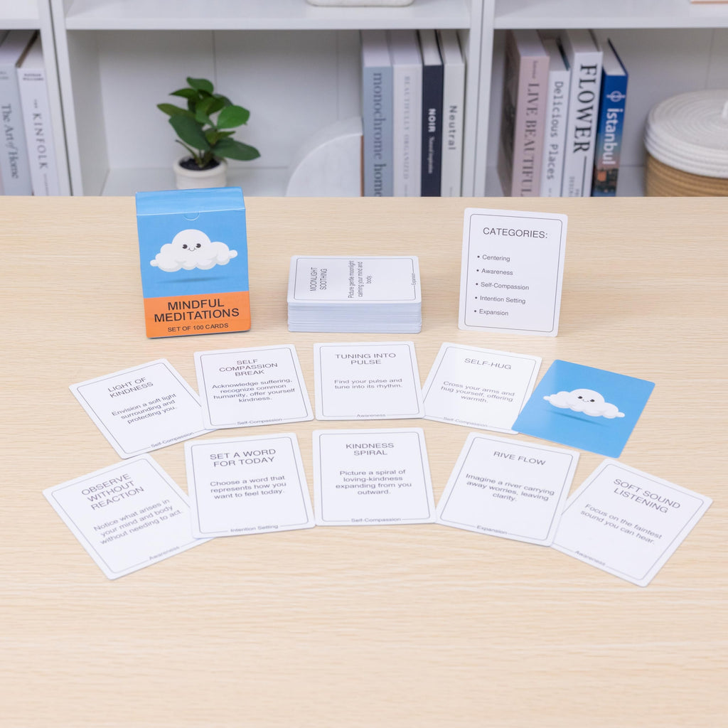 BayWel 100 Mindful Meditations Cards – Guided Prompts for Stress Relief, Focus & Self-Care