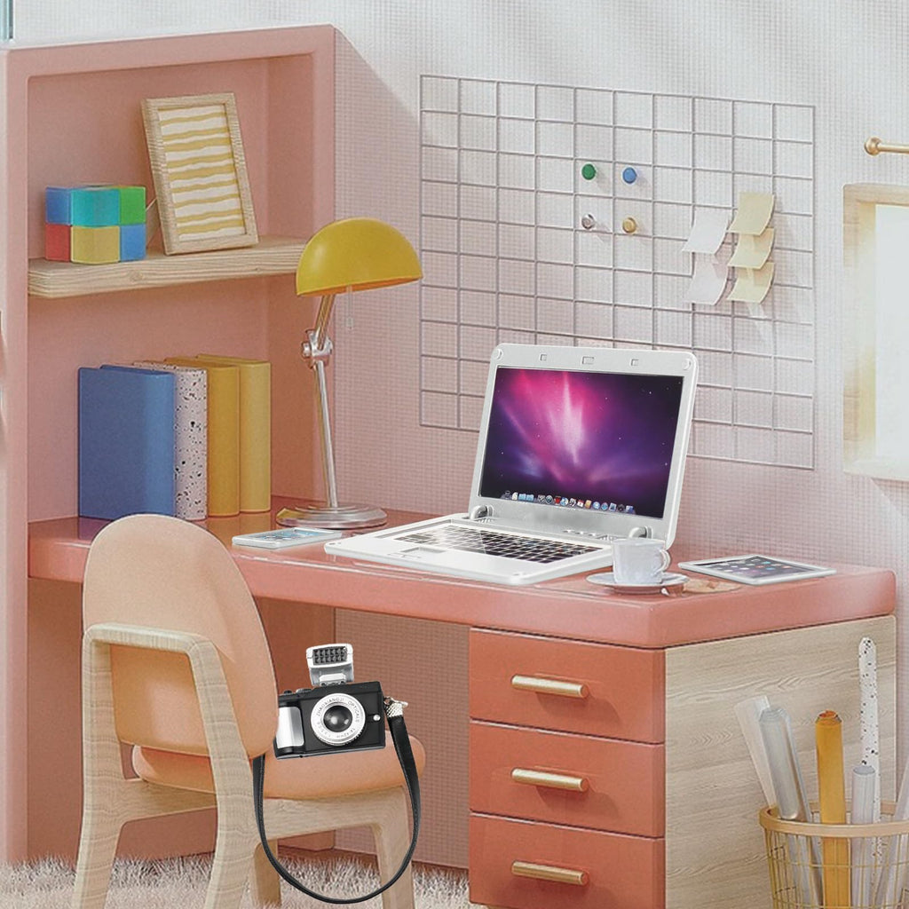 Bbiamsleep 4-Piece Miniature Laptop, Tablet, Phone & Camera Set for Dollhouses (1/4, 1/6, 1/12 Scale)