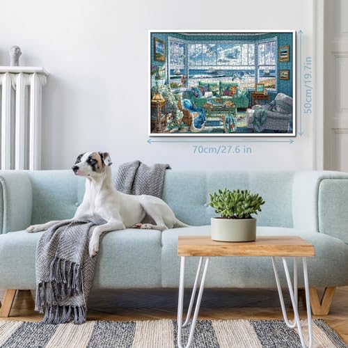 BBOLDIN 1000-Piece Beach Summer House Puzzle - Ocean Scene, 27.6x19.7 Inches