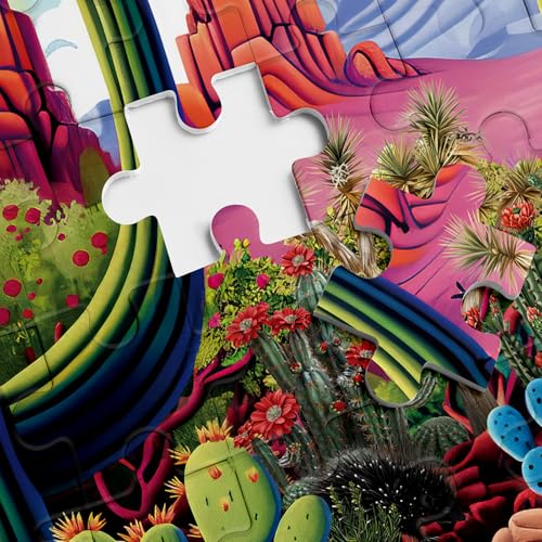 BBOLDIN 1000-Piece Cactus Landscape Jigsaw Puzzle – Desert Oasis Art with Wildlife, 27.5 x 19.7 Inches