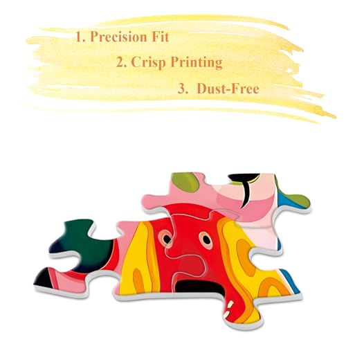 BBOLDIN 1000-Piece Colorful Dog Jigsaw Puzzle for Adults – Funny Puppy Art with Abstract Plant Design