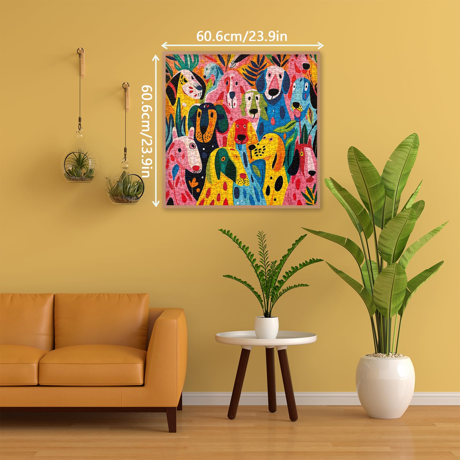 BBOLDIN 1000-Piece Colorful Dog Jigsaw Puzzle for Adults – Funny Puppy Art with Abstract Plant Design