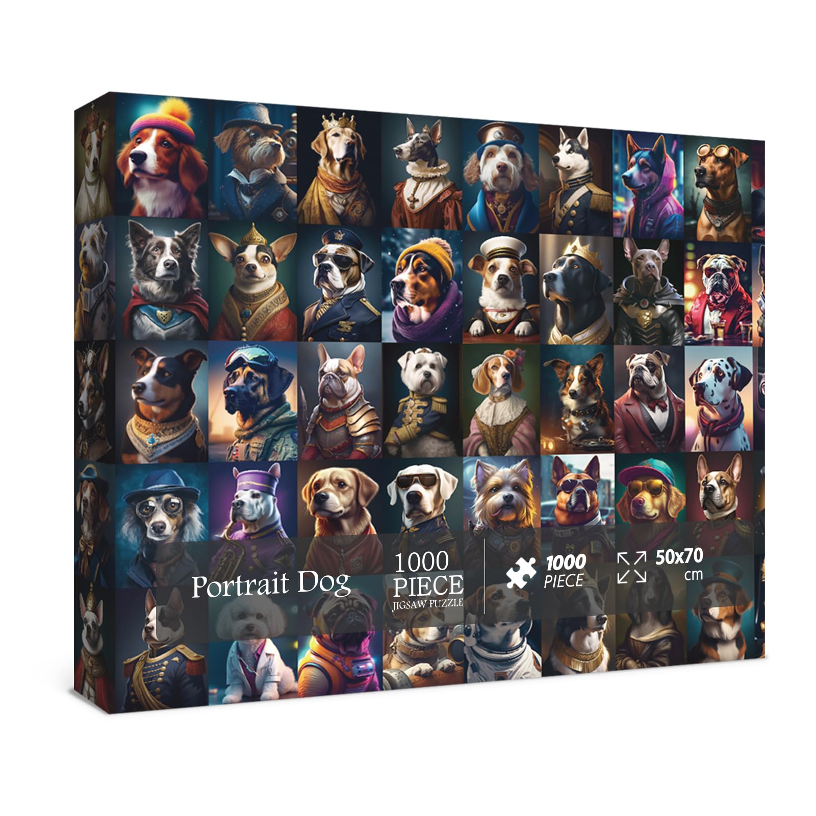 BBOLDIN 1000 Piece Dog Portrait Jigsaw Puzzle – 50 Breeds Collage for Adults