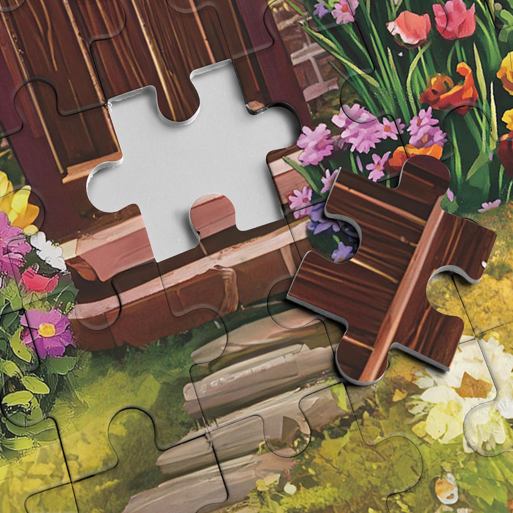 BBOLDIN 1000 Piece Flower Garden Jigsaw Puzzle – Floral Cottage in Glass Dome, 27.5x19.7 Inches