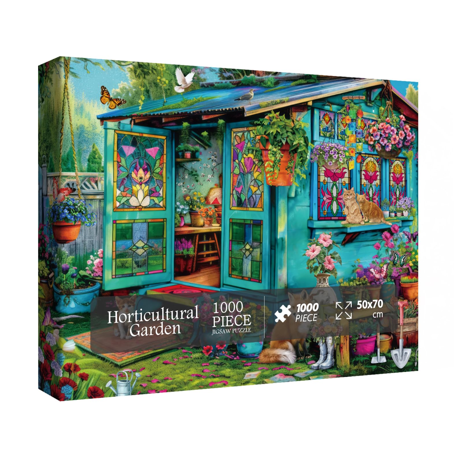 BBOLDIN 1000 Piece Garden Flower Puzzle – Cottage Scene Jigsaw for Adults