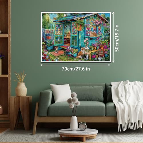 BBOLDIN 1000 Piece Garden Flower Puzzle – Cottage Scene Jigsaw for Adults