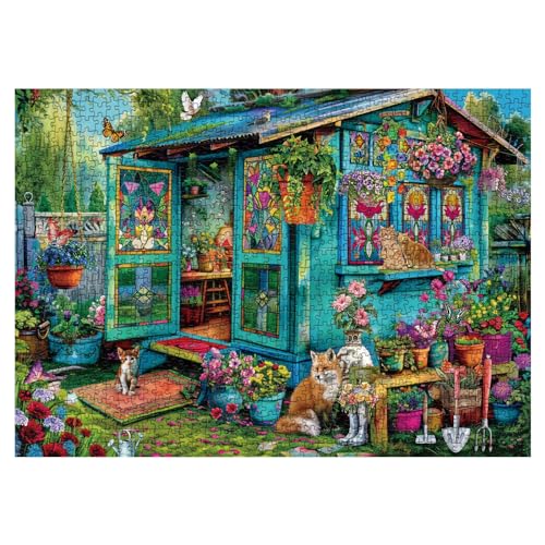 BBOLDIN 1000 Piece Garden Flower Puzzle – Cottage Scene Jigsaw for Adults