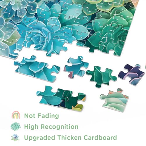 BBOLDIN 1000 Piece Rainbow Succulent Cactus Puzzle for Adults – 23.9x23.9 Inch Colorful Gradient Jigsaw with Letters on Back