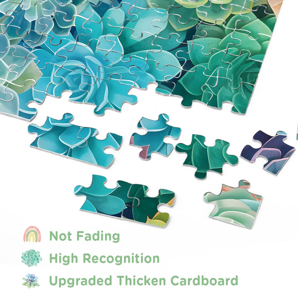 BBOLDIN 1000 Piece Rainbow Succulent Cactus Puzzle for Adults – 23.9x23.9 Inch Colorful Gradient Jigsaw with Letters on Back