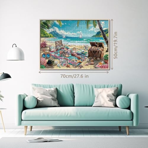 BBOLDIN 1000-Piece Seashell Beach Puzzle – Hawaii Summer Jigsaw with Reference Poster