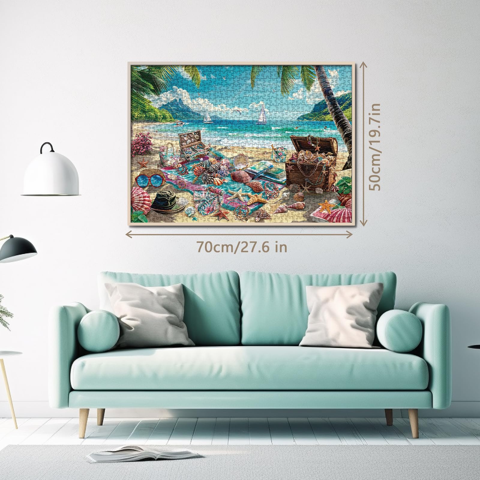BBOLDIN 1000-Piece Seashell Beach Puzzle – Hawaii Summer Jigsaw with Reference Poster