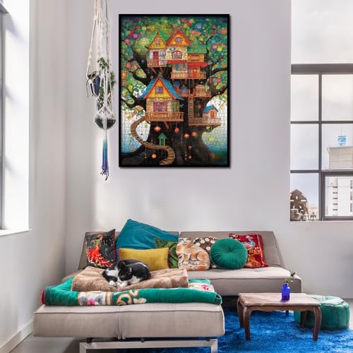 BBOLDIN 1000 Piece Tree House Puzzle – Colorful Fantasy Jigsaw for Adults