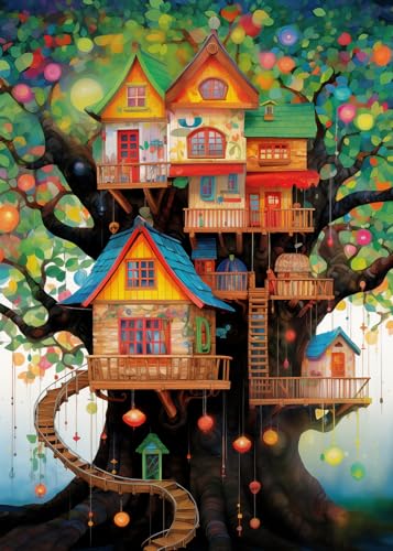 BBOLDIN 1000 Piece Tree House Puzzle – Colorful Fantasy Jigsaw for Adults