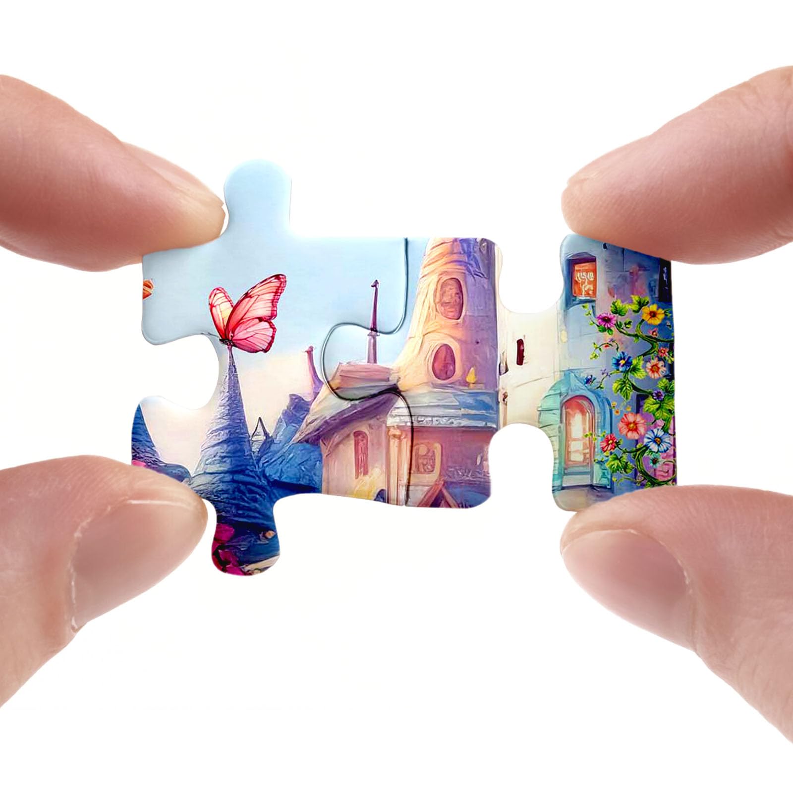 BBOLDIN Butterfly Treehouse 1000 Piece Jigsaw Puzzle for Adults – Fantasy Castle with Colorful Plant House, Includes Poster and Sorting Letters