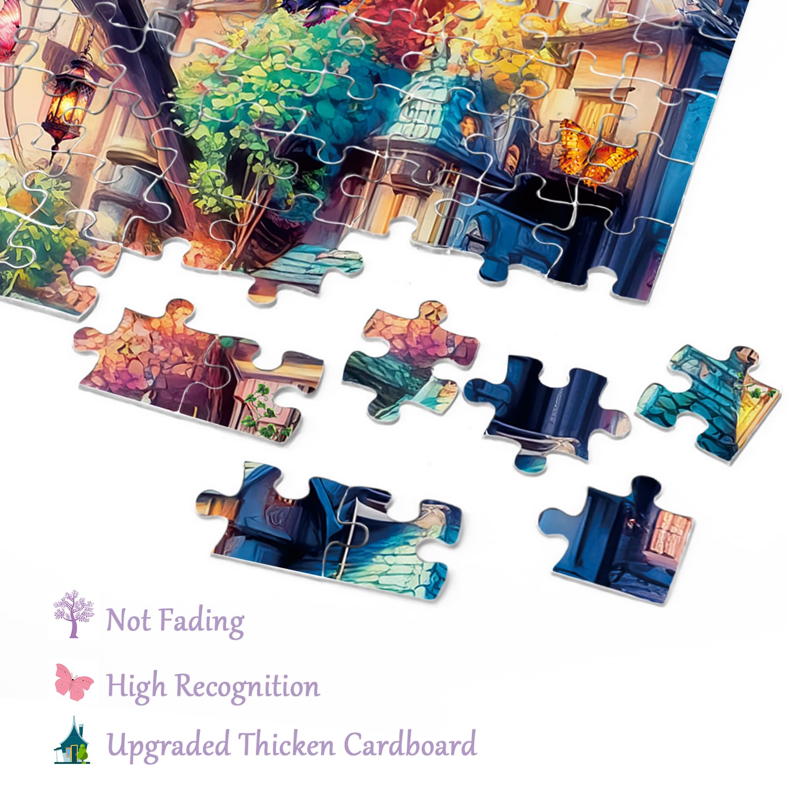 BBOLDIN Butterfly Treehouse 1000 Piece Jigsaw Puzzle for Adults – Fantasy Castle with Colorful Plant House, Includes Poster and Sorting Letters