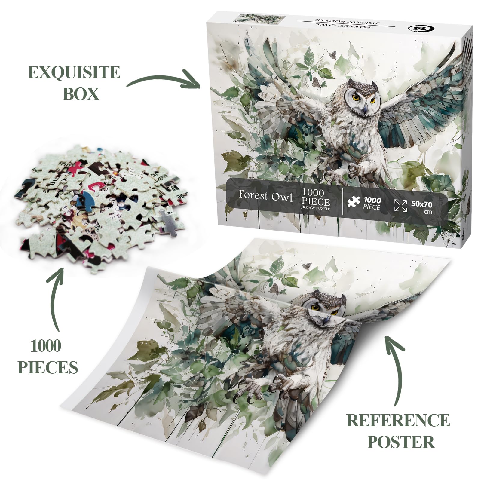 BBOLDIN Owl Bird Jigsaw Puzzle 1000 Pieces – Fantasy Forest Painting for Adults