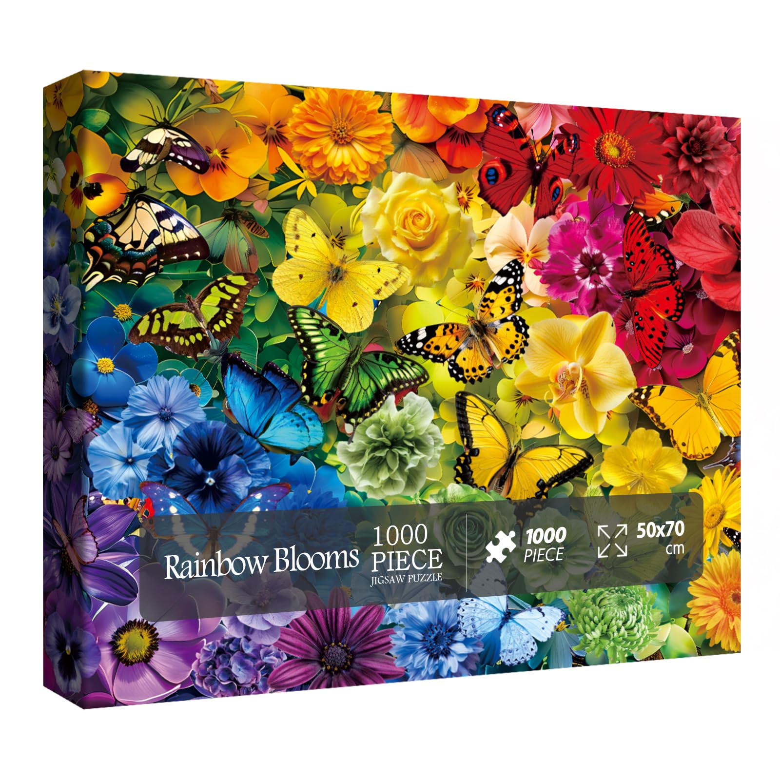 BBOLDIN Rainbow Flower Butterfly Puzzle 1000 Pieces for Adults – Colorful Garden Floral Jigsaw