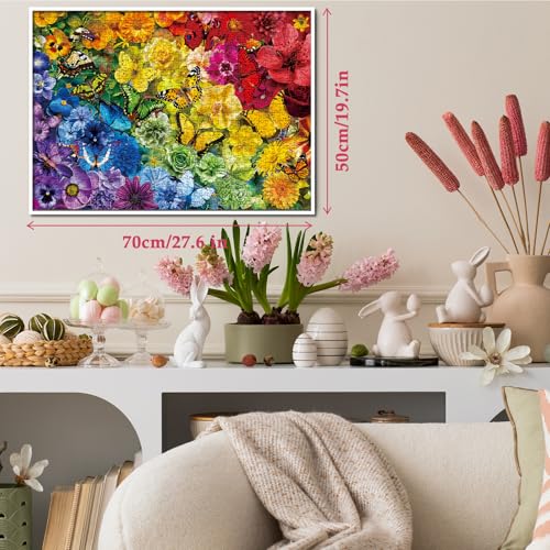 BBOLDIN Rainbow Flower Butterfly Puzzle 1000 Pieces for Adults – Colorful Garden Floral Jigsaw