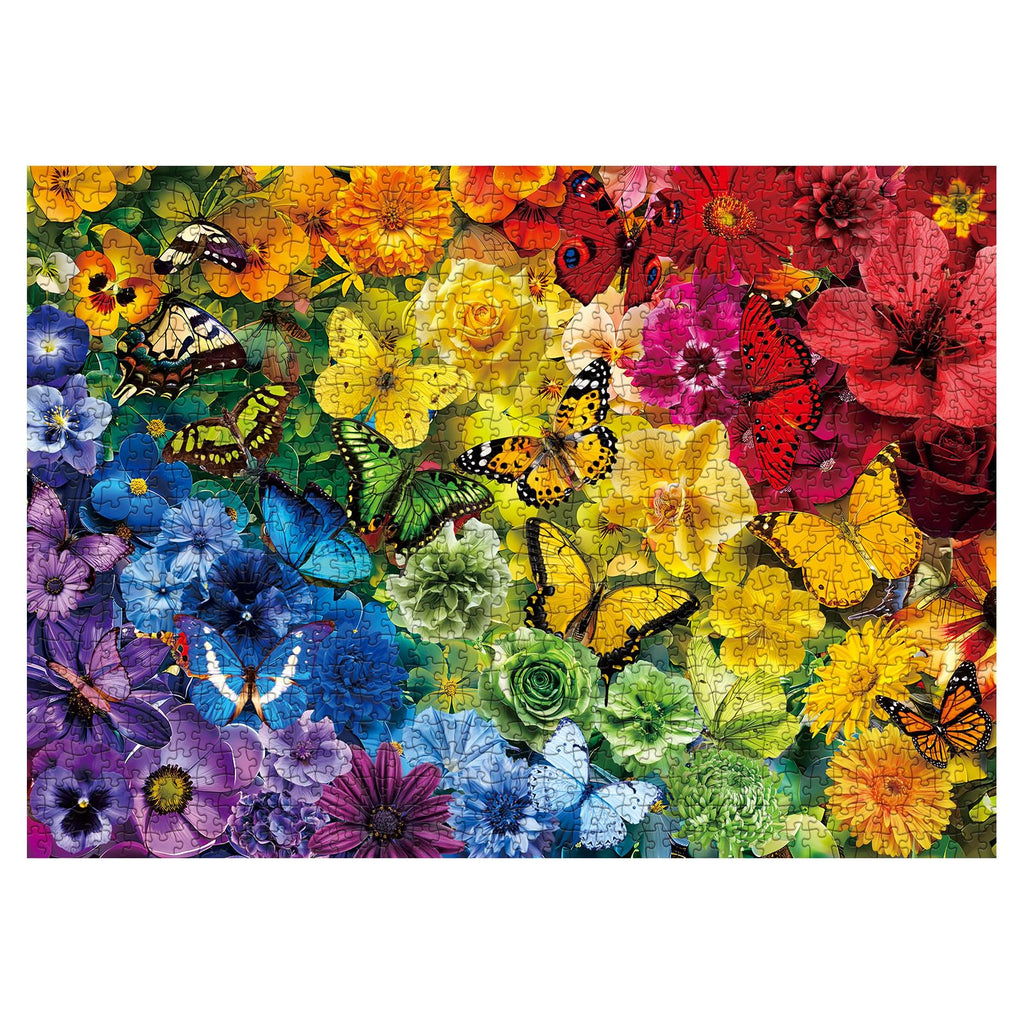 BBOLDIN Rainbow Flower Butterfly Puzzle 1000 Pieces for Adults – Colorful Garden Floral Jigsaw