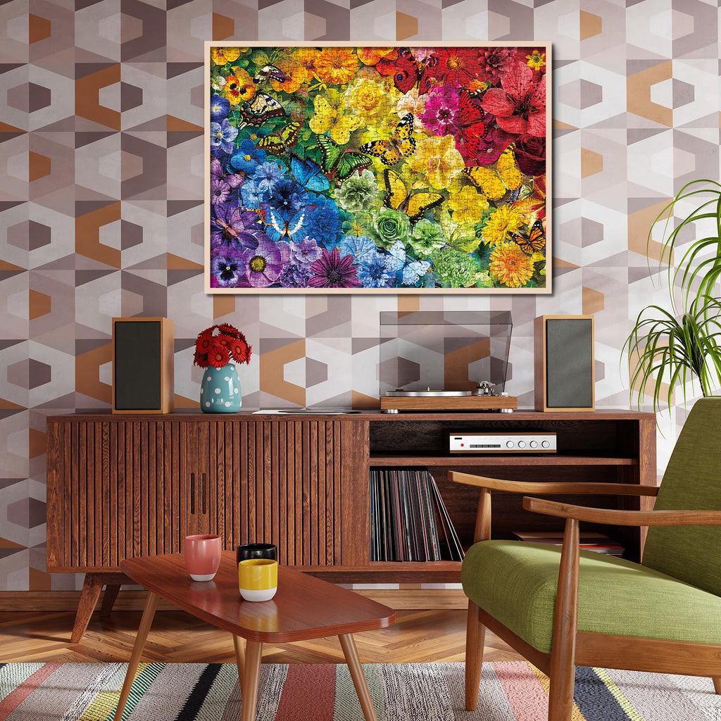 BBOLDIN Rainbow Flower Butterfly Puzzle 1000 Pieces for Adults – Colorful Garden Floral Jigsaw