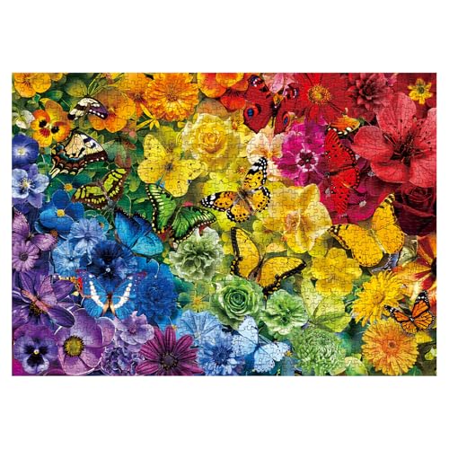 BBOLDIN Rainbow Flower Butterfly Puzzle 1000 Pieces for Adults – Colorful Garden Floral Jigsaw
