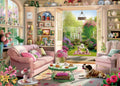 BBOLDIN Tea Time Cabin 1000 Piece Puzzle - Garden Serenity Scene with Reference Poster