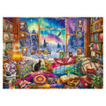 BBOLDIN Winter Book Nook 1000-Piece Jigsaw Puzzle: Cozy Cabin with Northern Lights and Cats