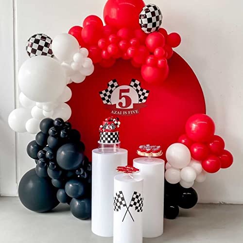 BBPOOL 148-Piece Race Car Balloon Arch Kit - 5/10/18 inch Checkered & Latex Balloons for Birthday Party Decorations