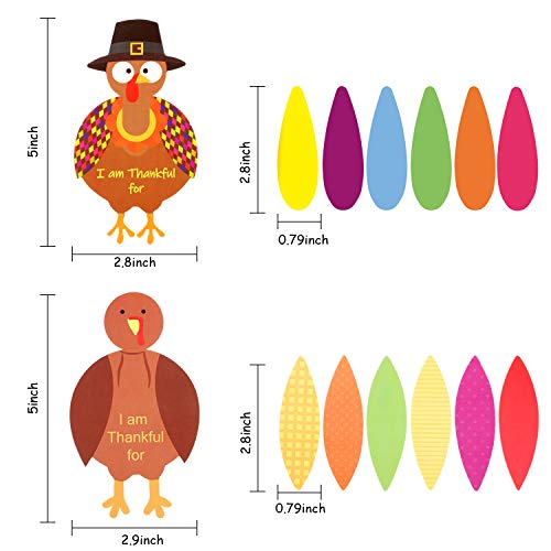 BBTO 36-Piece Thanksgiving Turkey Craft Kit with Feathers & Glue Dots for DIY Decor