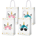 BCHOCKS 16 Pack Rainbow Horse Party Favor Bags – Pink & Blue Goody Bags with Handles for Birthday Supplies