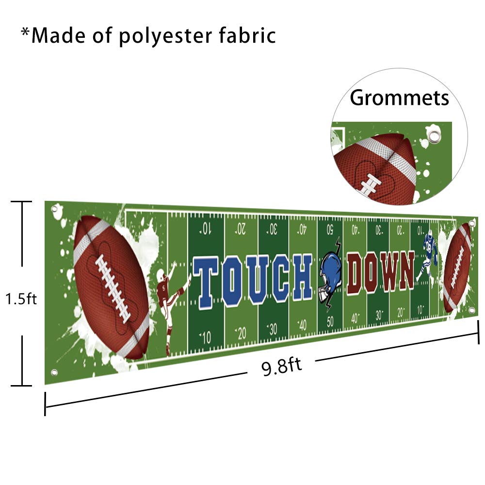 BCHOCKS Large Football Party Banner - 9.8x1.5ft Touch Down Decoration for Game Day